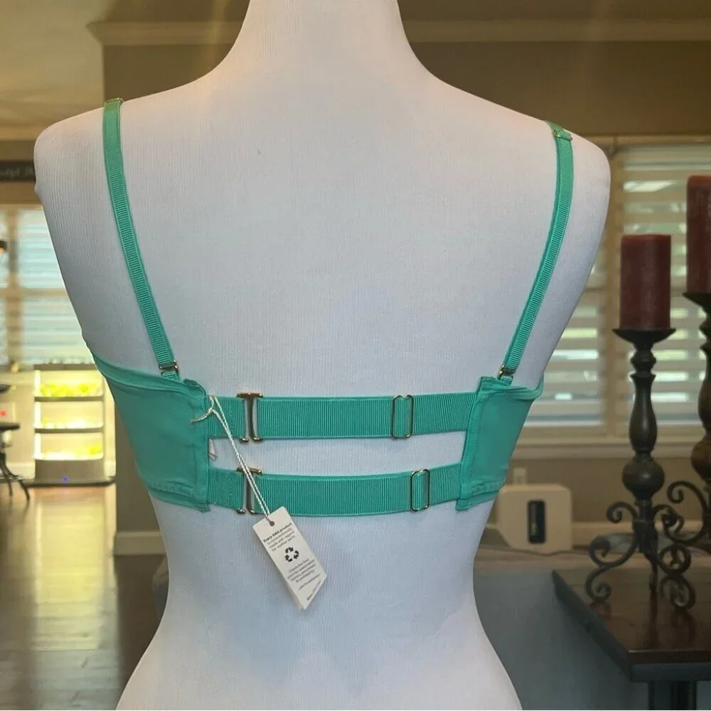NWT We are HAH Free People Bra Fits 30-38C Teal Mesh Sheer 30C 32C 34C 36C 38C